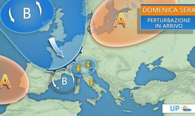 Maltempo da domenica sera. Tornano piogge, temporali e calo termico.